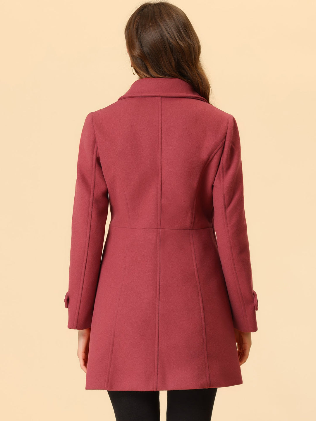 Long manteau d’hiver boutonné à col pour femme