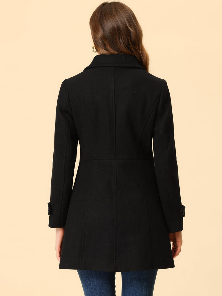 Long manteau d’hiver boutonné à col pour femme