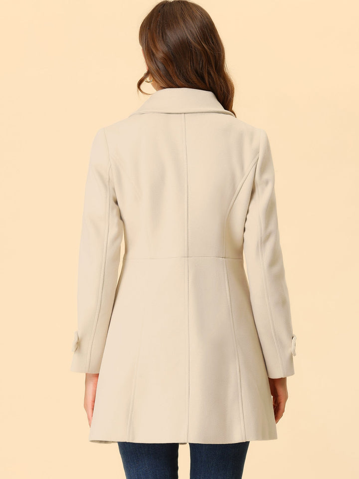 Long manteau d’hiver boutonné à col pour femme