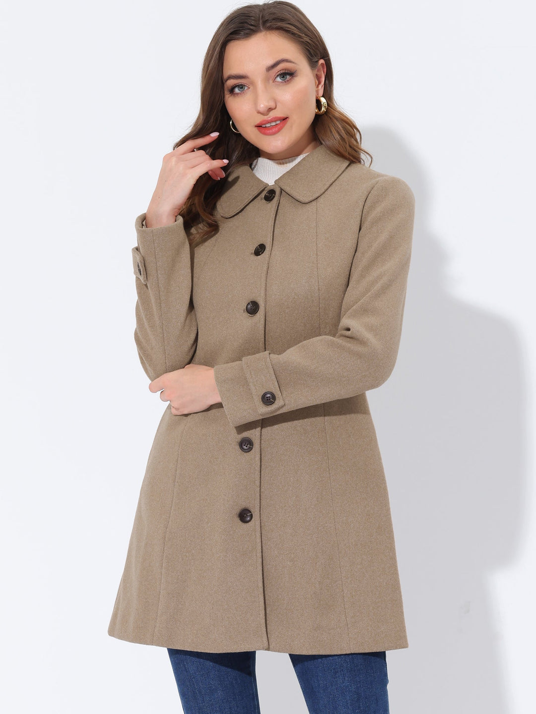 Long manteau chaud à chevrons pour femme | Hiver