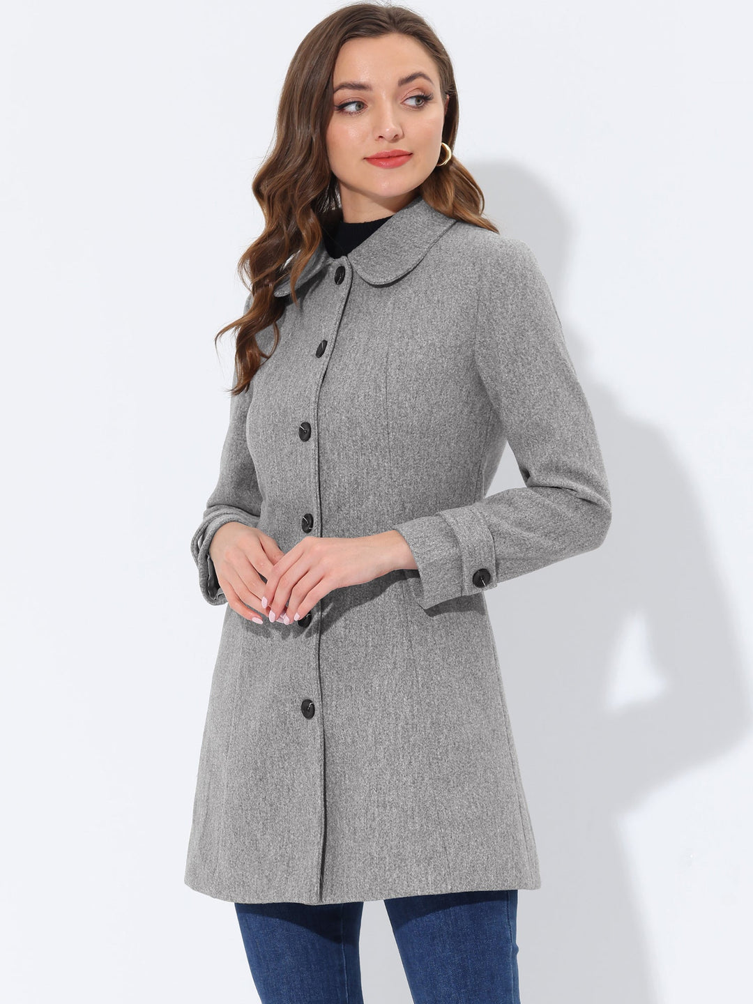 Long manteau chaud à chevrons pour femme | Hiver