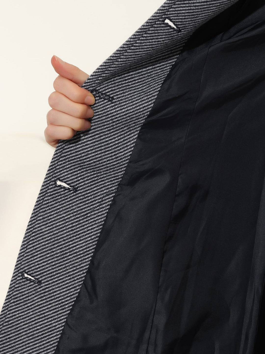 Long manteau chaud à chevrons pour femme | Hiver