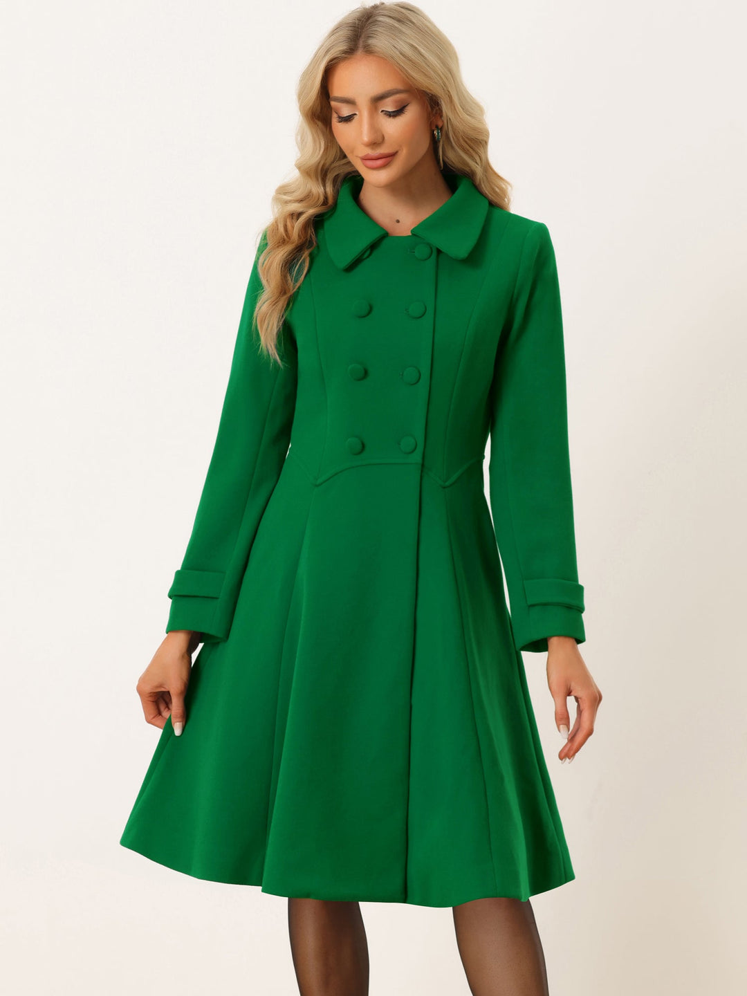 Women's Long Winter Double Breasted Coat | Collared