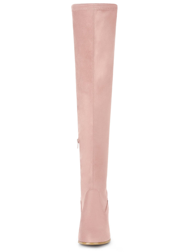Women's Zip Round Toe Over The Knee Boots | Heel