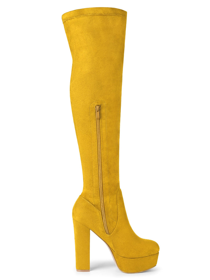 Bottes cuissardes à plateforme et fermeture éclair pour femmes | Talon