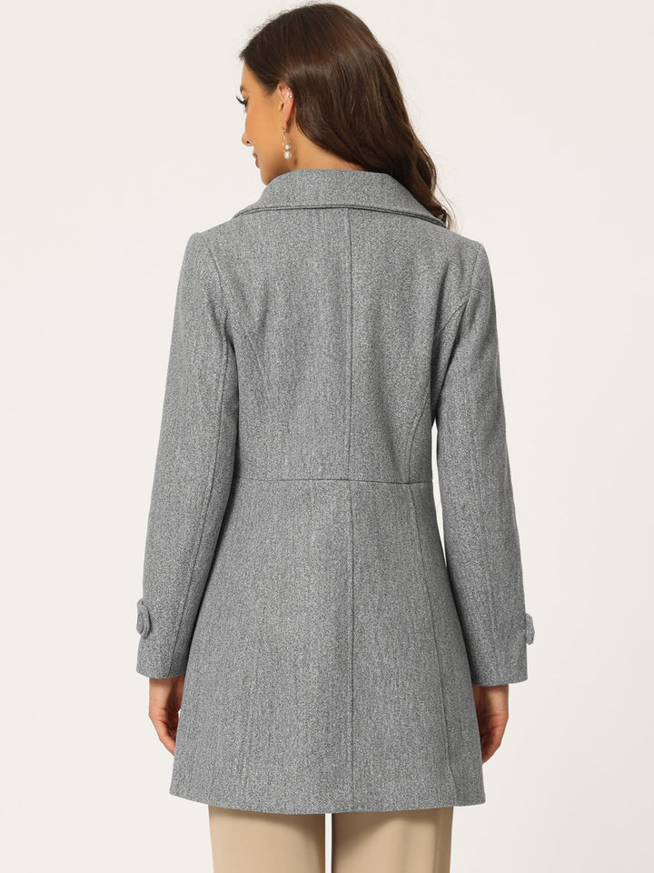 Long manteau d’hiver boutonné à col pour femme