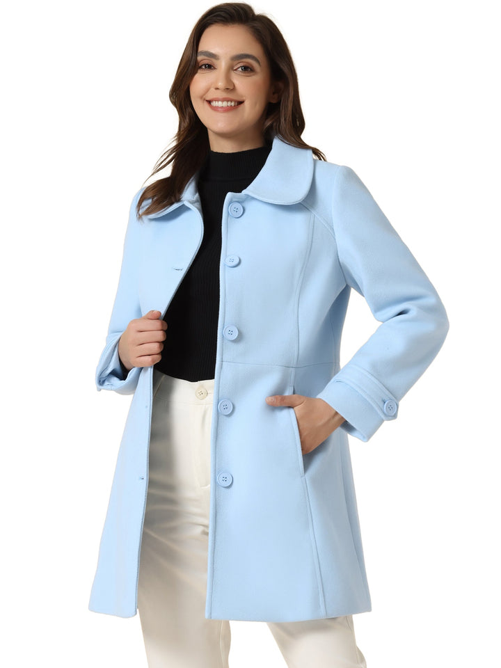 Long manteau d’hiver boutonné à col pour femme