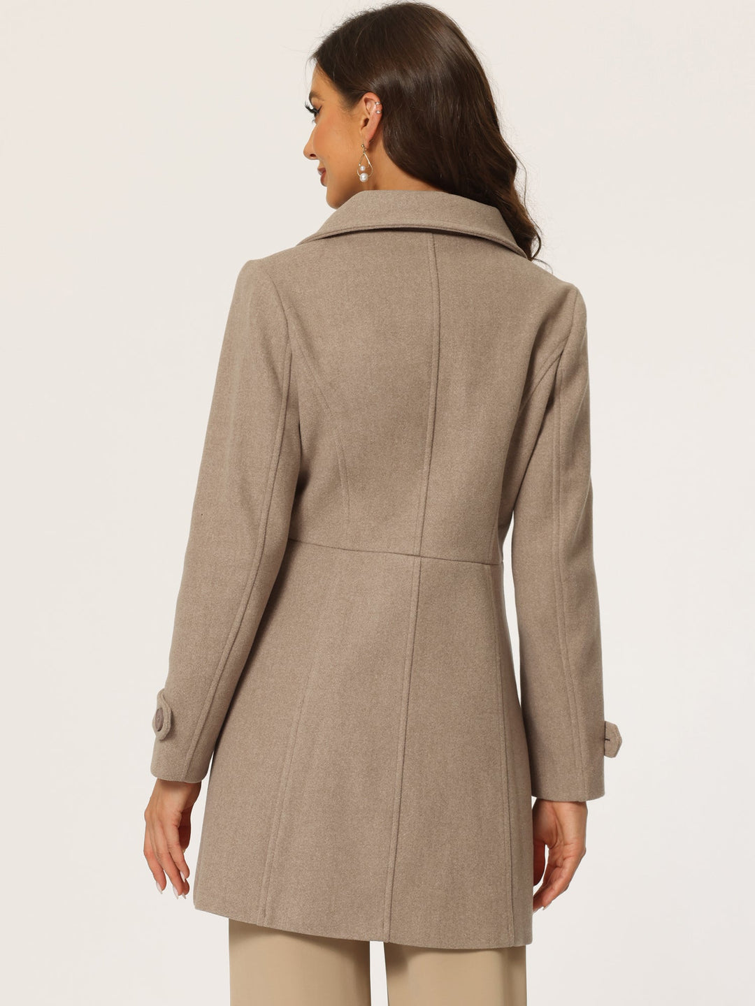 Long manteau d’hiver boutonné à col pour femme