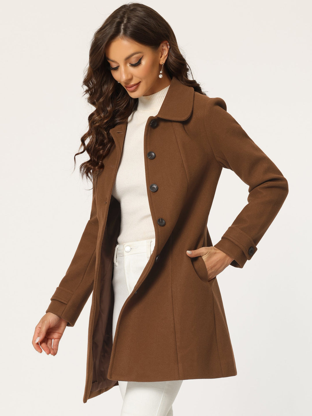 Long manteau chaud à chevrons pour femme | Hiver