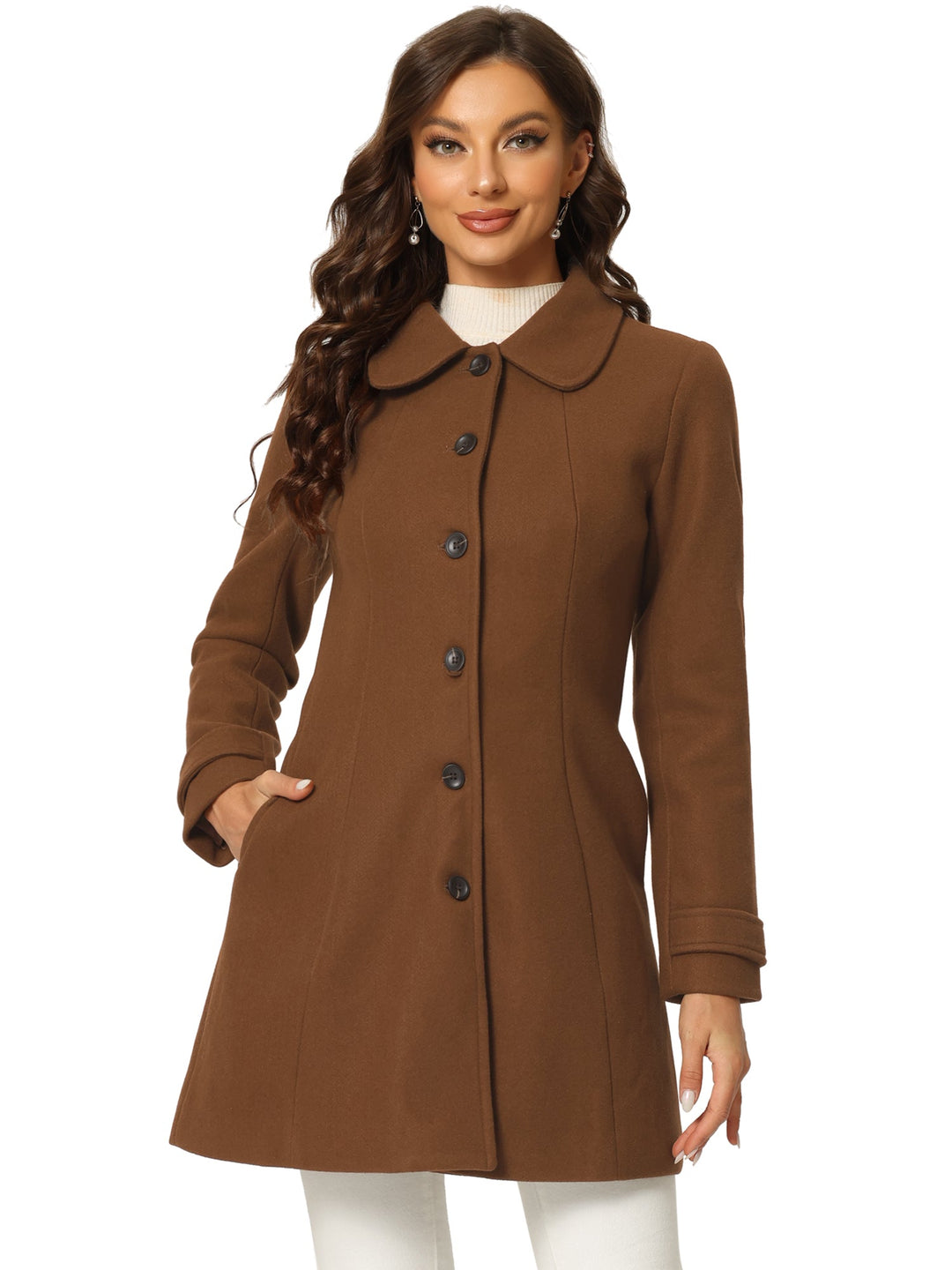 Long manteau chaud à chevrons pour femme | Hiver