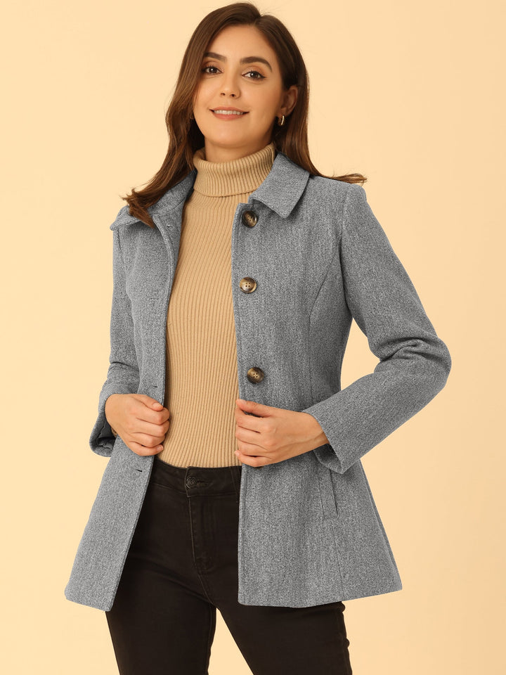 Manteau d’hiver pour femme à boutonnage simple et col | boutonné