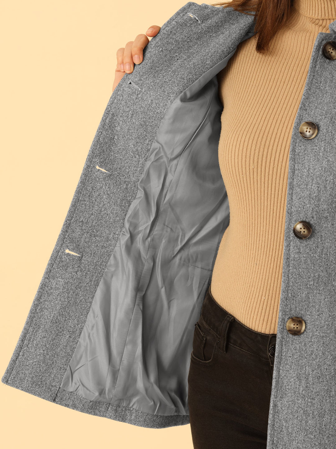 Manteau d’hiver pour femme à boutonnage simple et col | boutonné