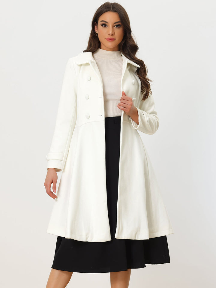 Women's Long Winter Double Breasted Coat | Collared