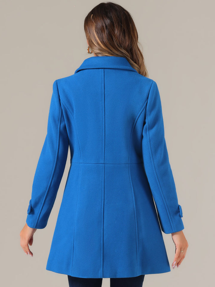 Long manteau d’hiver boutonné à col pour femme