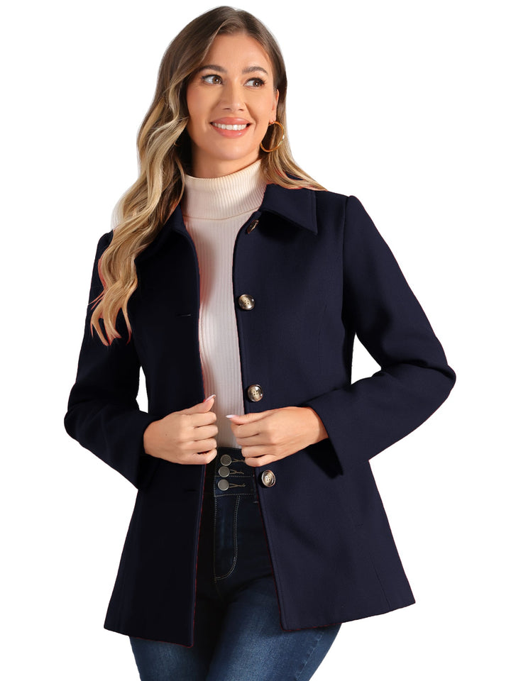 Manteau d’hiver pour femme à boutonnage simple et col | boutonné
