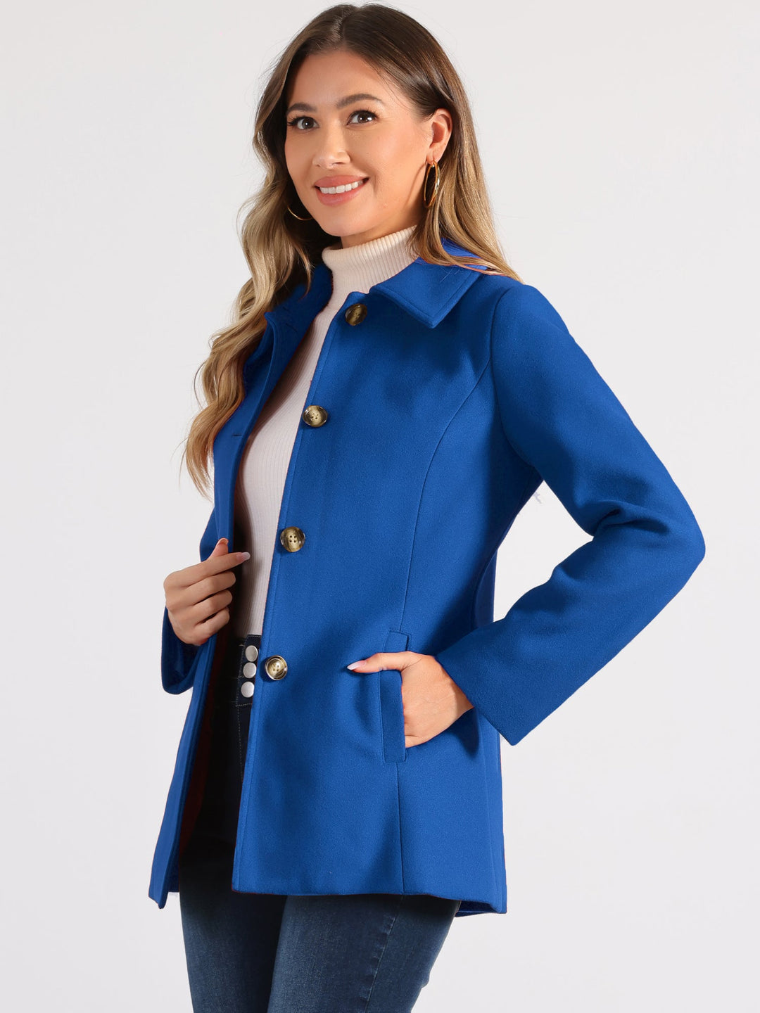 Manteau d’hiver pour femme à boutonnage simple et col | boutonné