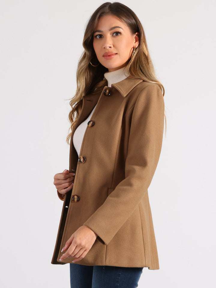 Manteau d’hiver pour femme à boutonnage simple et col | boutonné