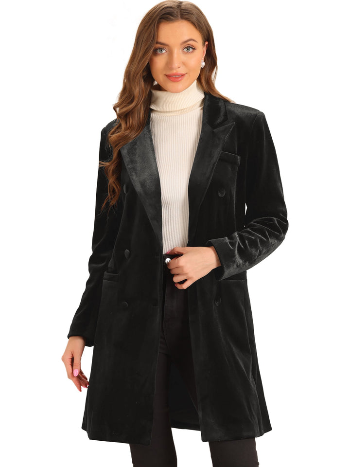 Manteau long boutonné à double boutonnage pour femme | hiver