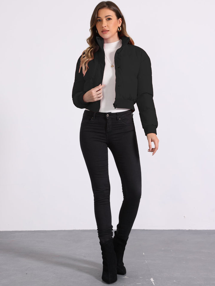 Women's Cropped Zip Up Bomber Jacket | Winter