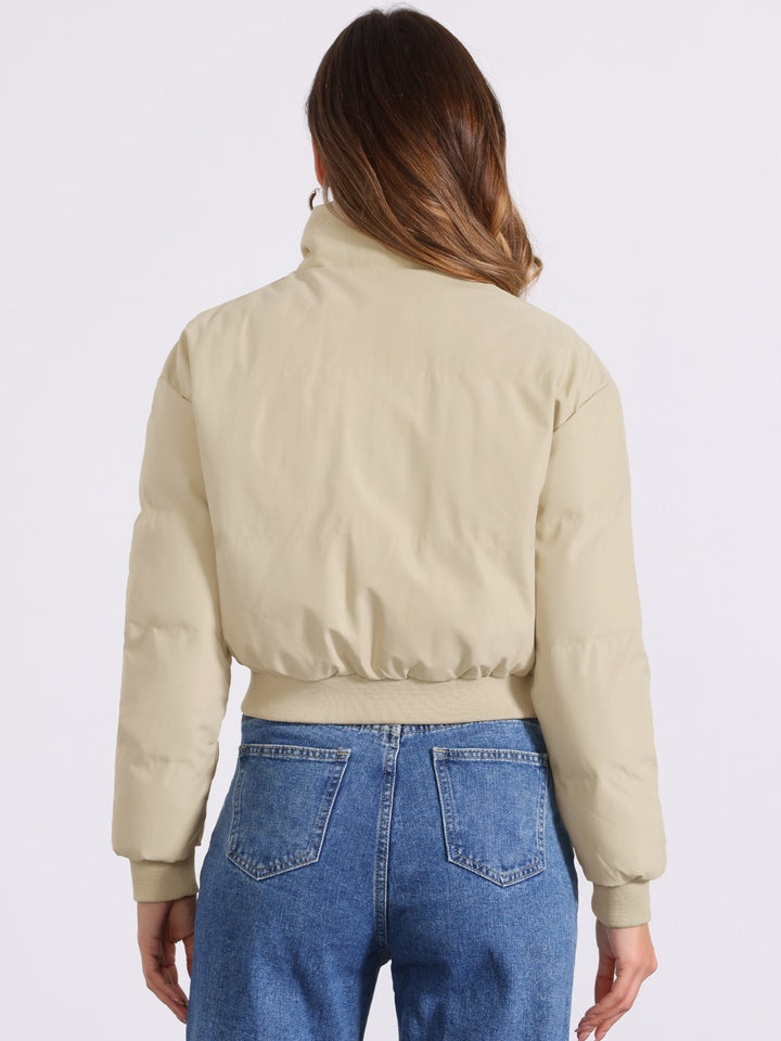 Women's Cropped Zip Up Bomber Jacket | Winter