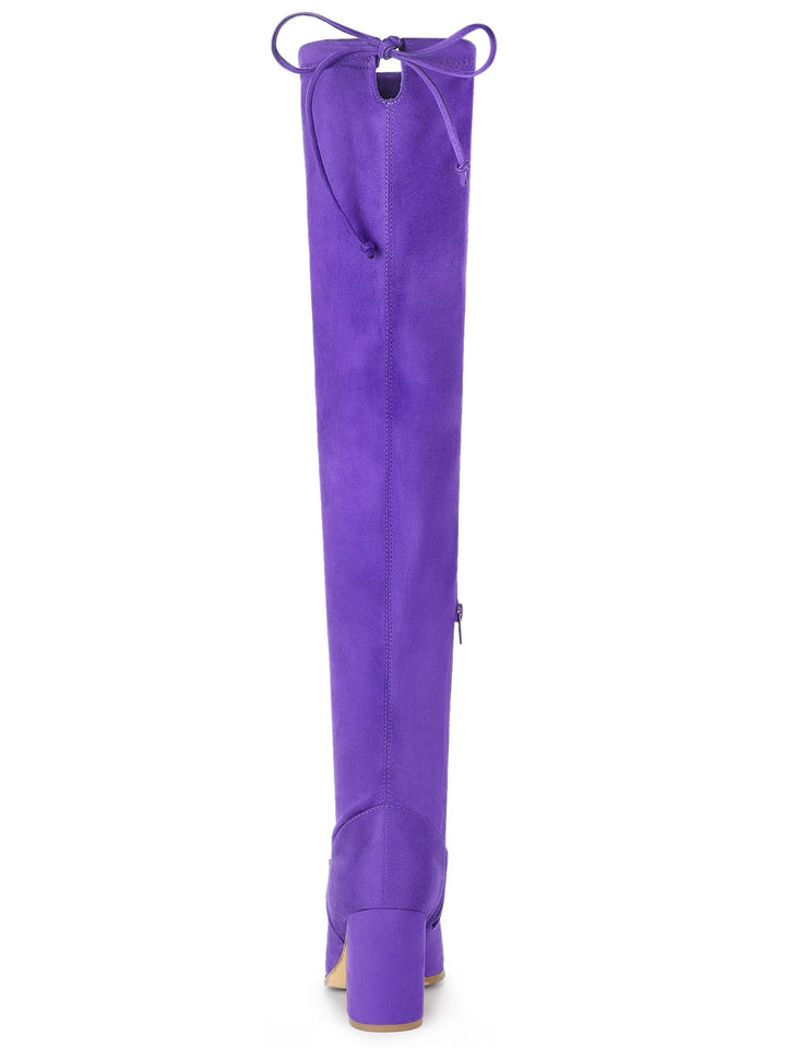 Women's Zip Round Toe Over The Knee Boots | Heel