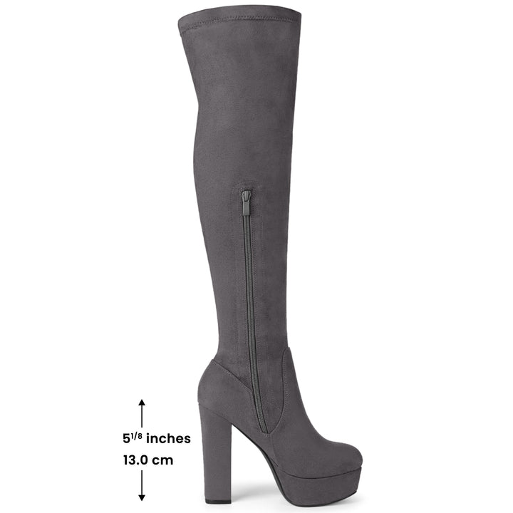 Bottes cuissardes à plateforme et fermeture éclair pour femmes | Talon