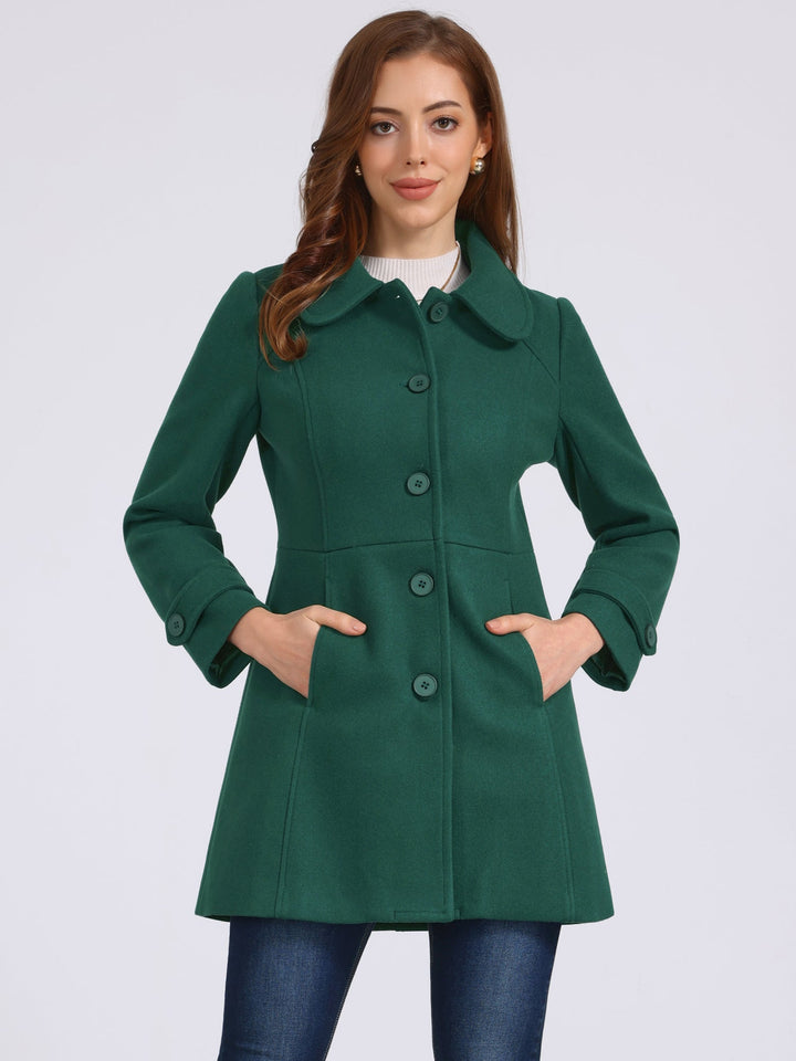 Long manteau d’hiver boutonné à col pour femme