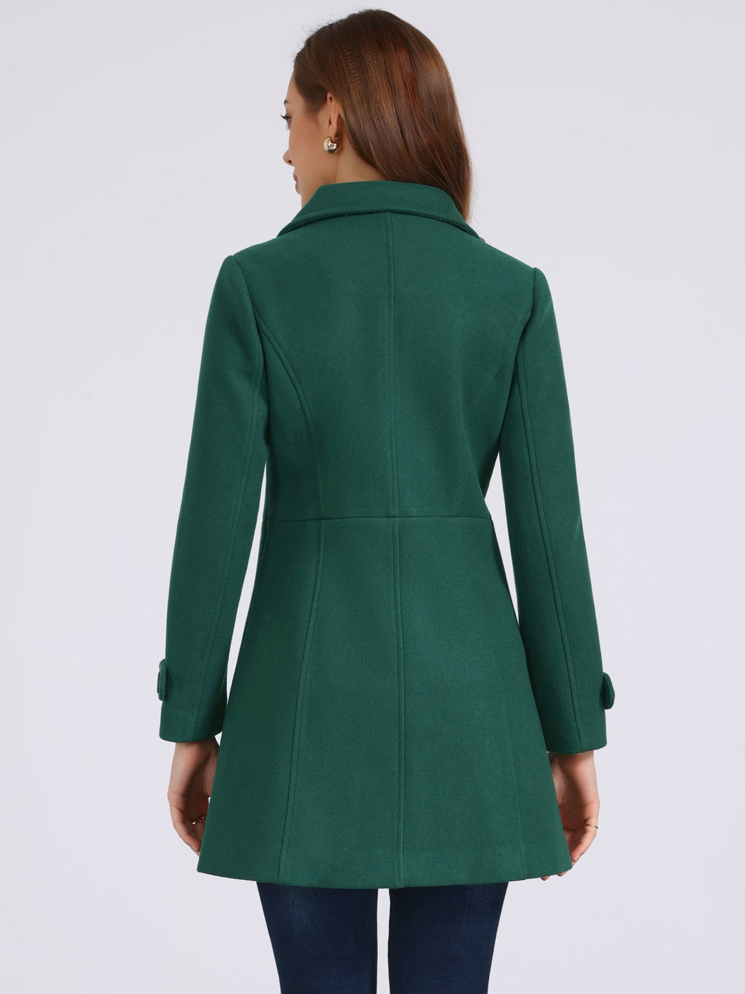 Long manteau d’hiver boutonné à col pour femme