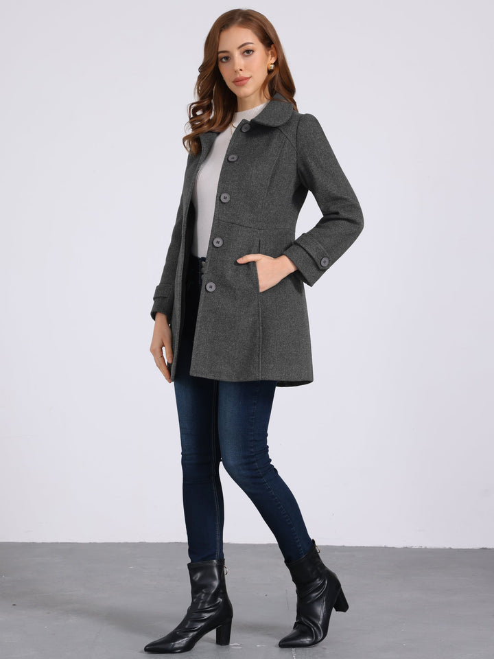 Long manteau d’hiver boutonné à col pour femme