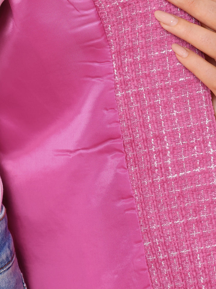 Blazer tricoté à manches longues et coupe ajustée pour femme | Texturé