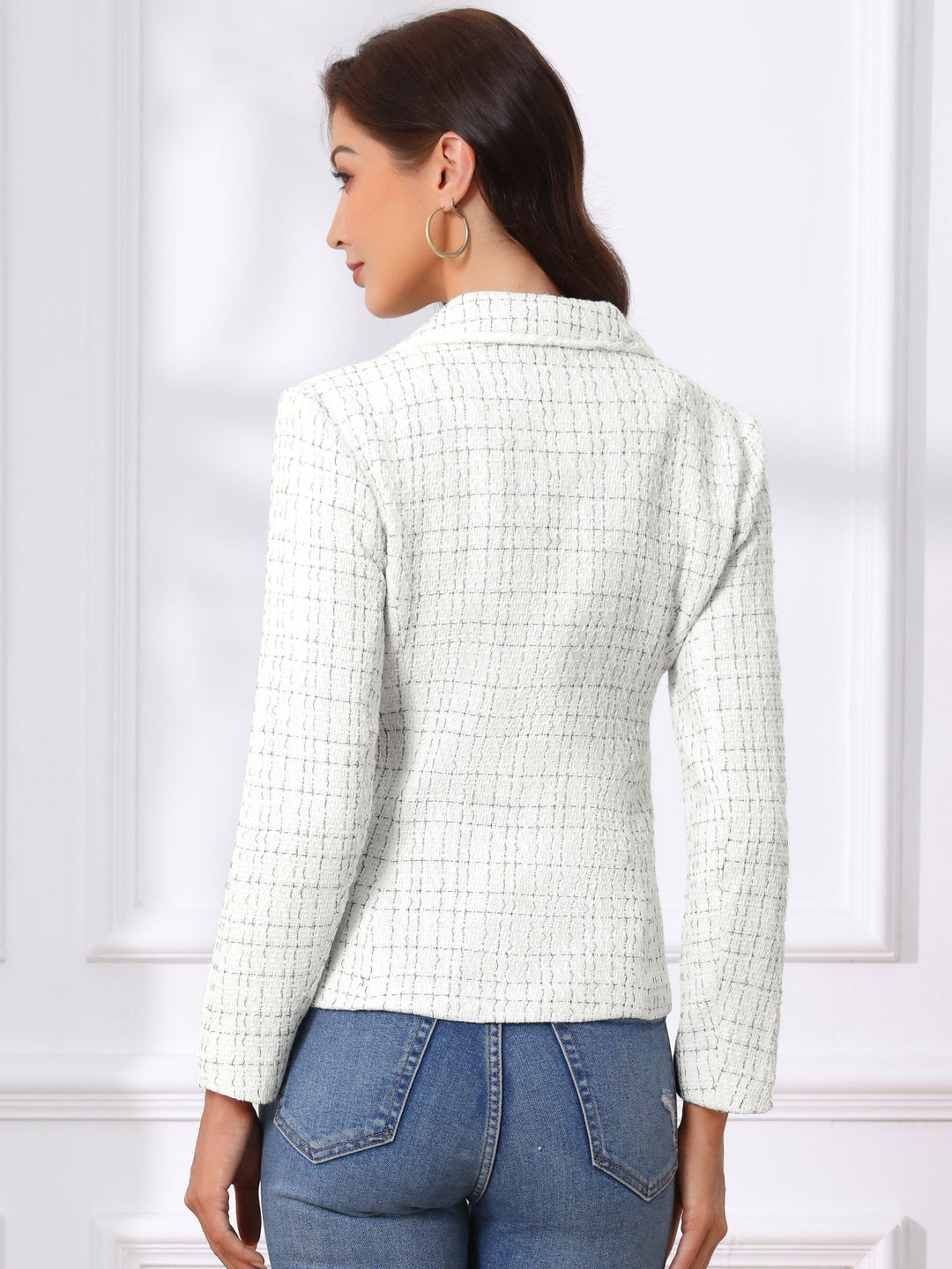 Blazer tricoté à manches longues et coupe ajustée pour femme | Texturé