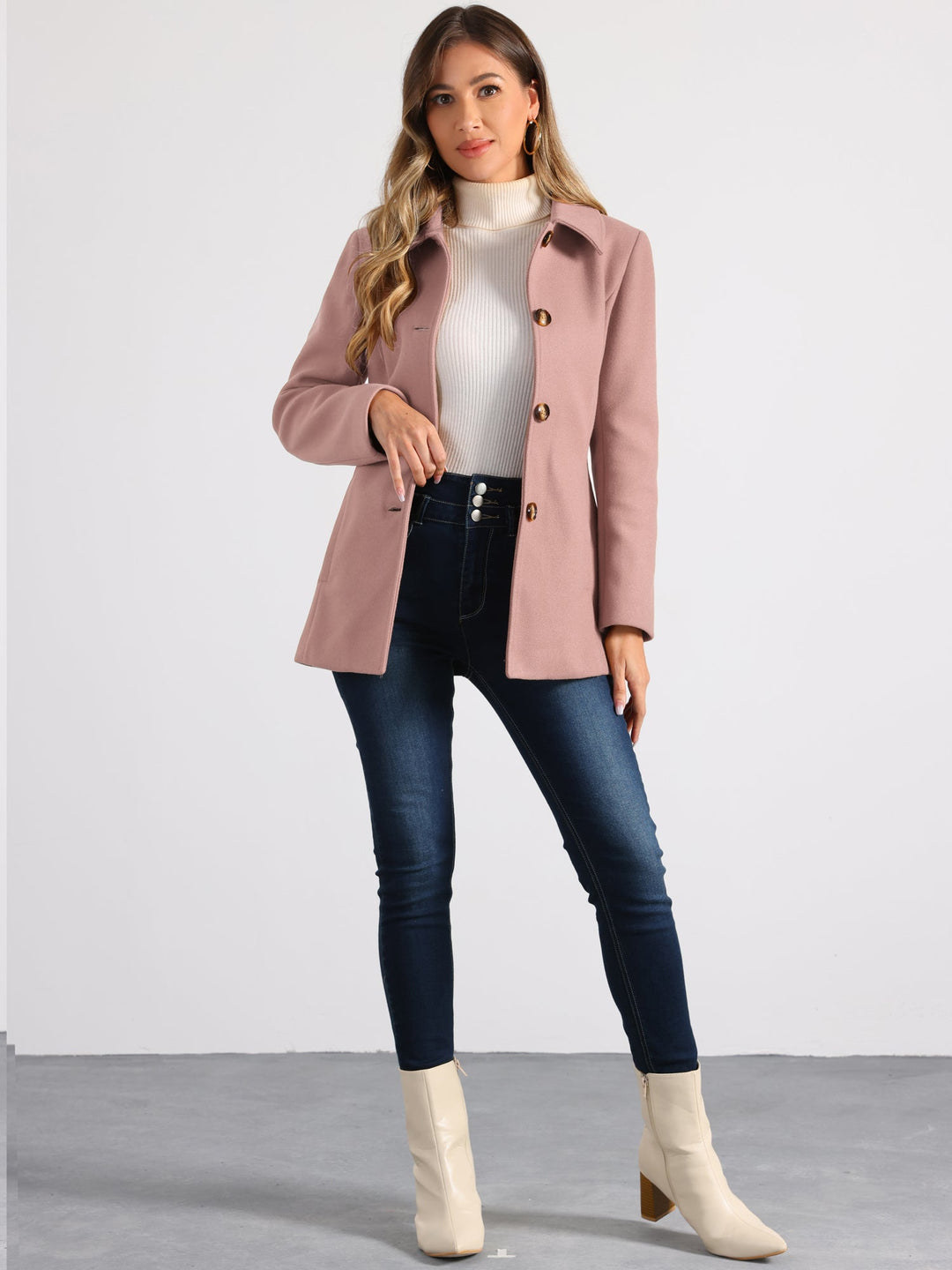 Manteau d’hiver pour femme à boutonnage simple et col | boutonné