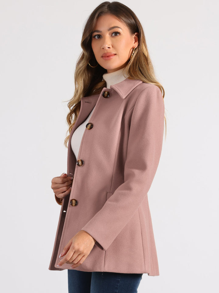 Manteau d’hiver pour femme à boutonnage simple et col | boutonné