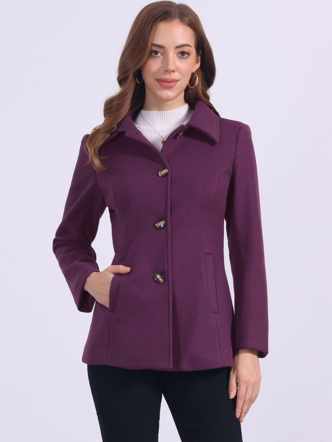 Manteau d’hiver pour femme à boutonnage simple et col | boutonné