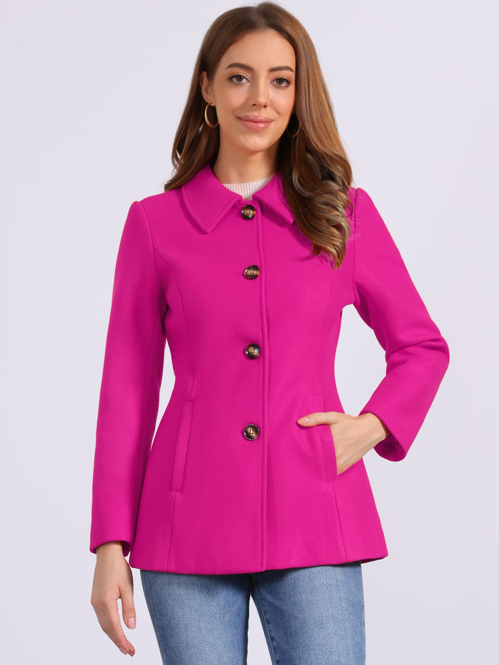 Manteau d’hiver pour femme à boutonnage simple et col | boutonné