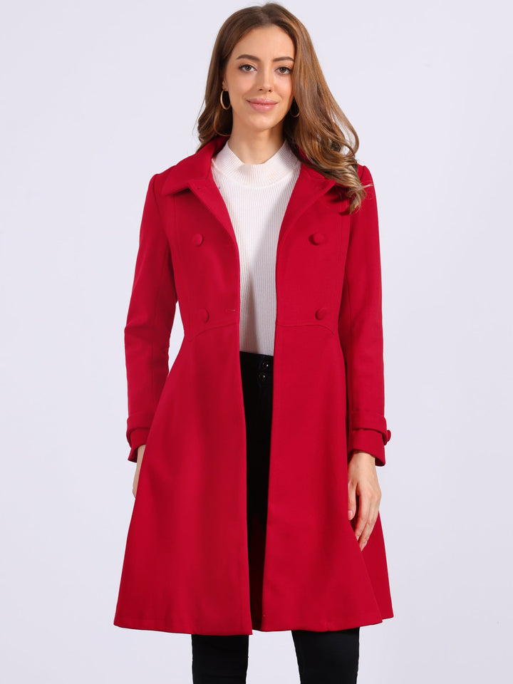 Women's Long Winter Double Breasted Coat | Collared