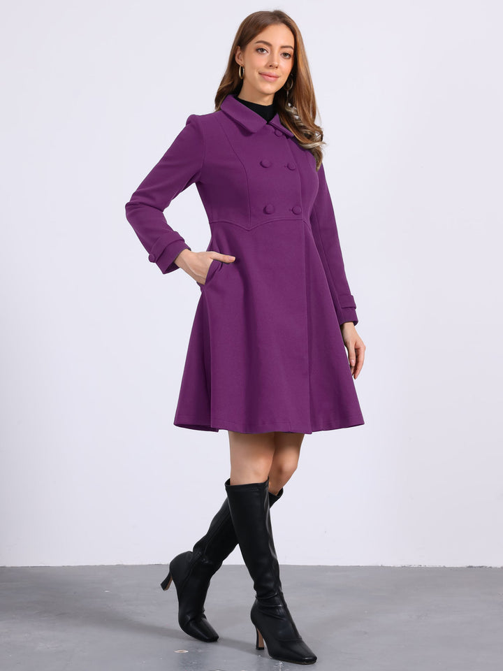 Women's Long Winter Double Breasted Coat | Collared