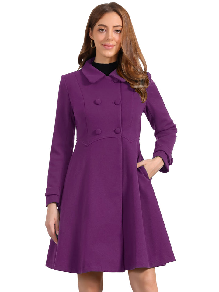Women's Long Winter Double Breasted Coat | Collared
