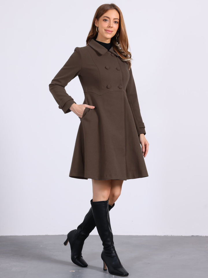 Women's Long Winter Double Breasted Coat | Collared