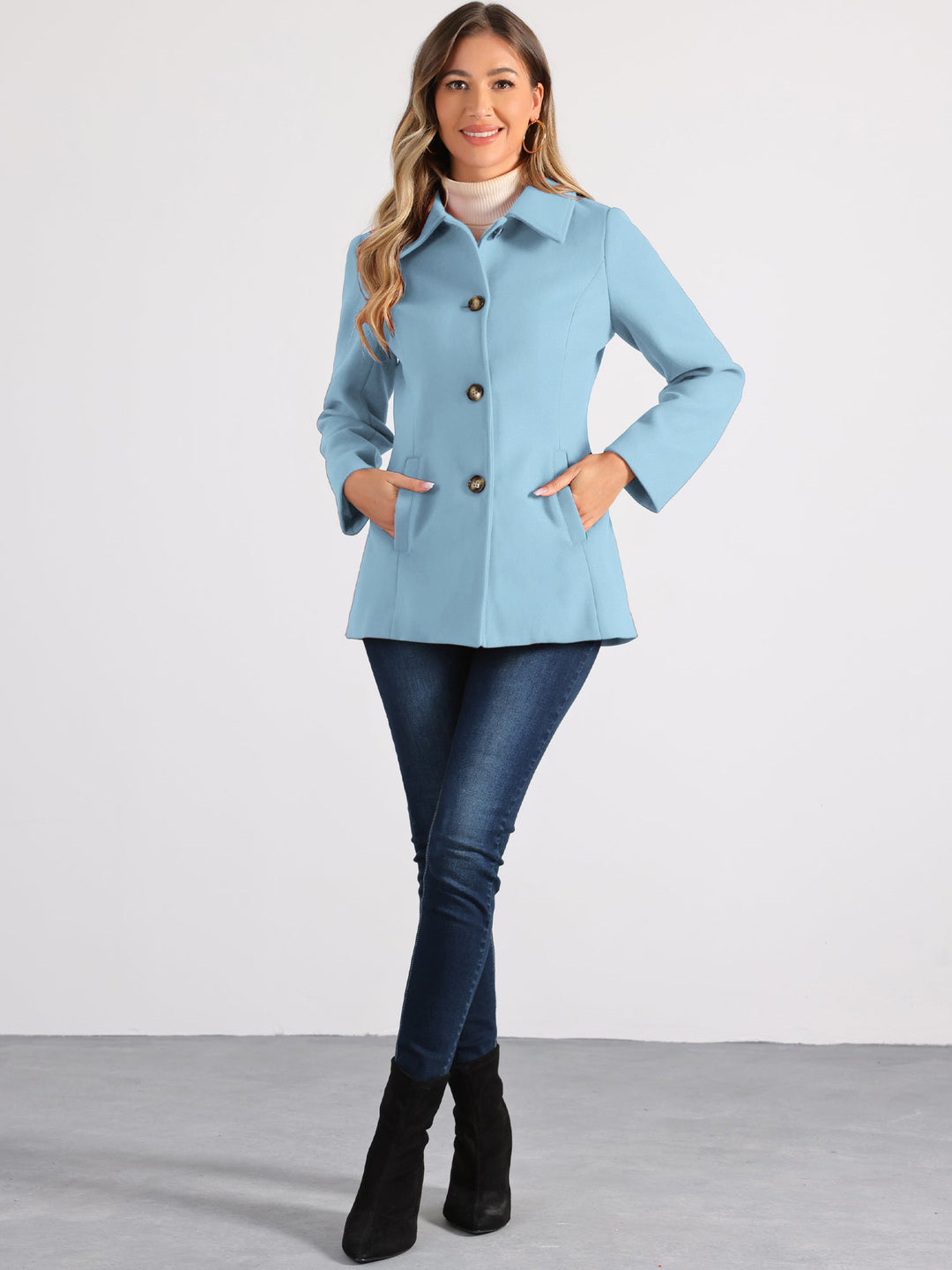 Manteau d’hiver pour femme à boutonnage simple et col | boutonné