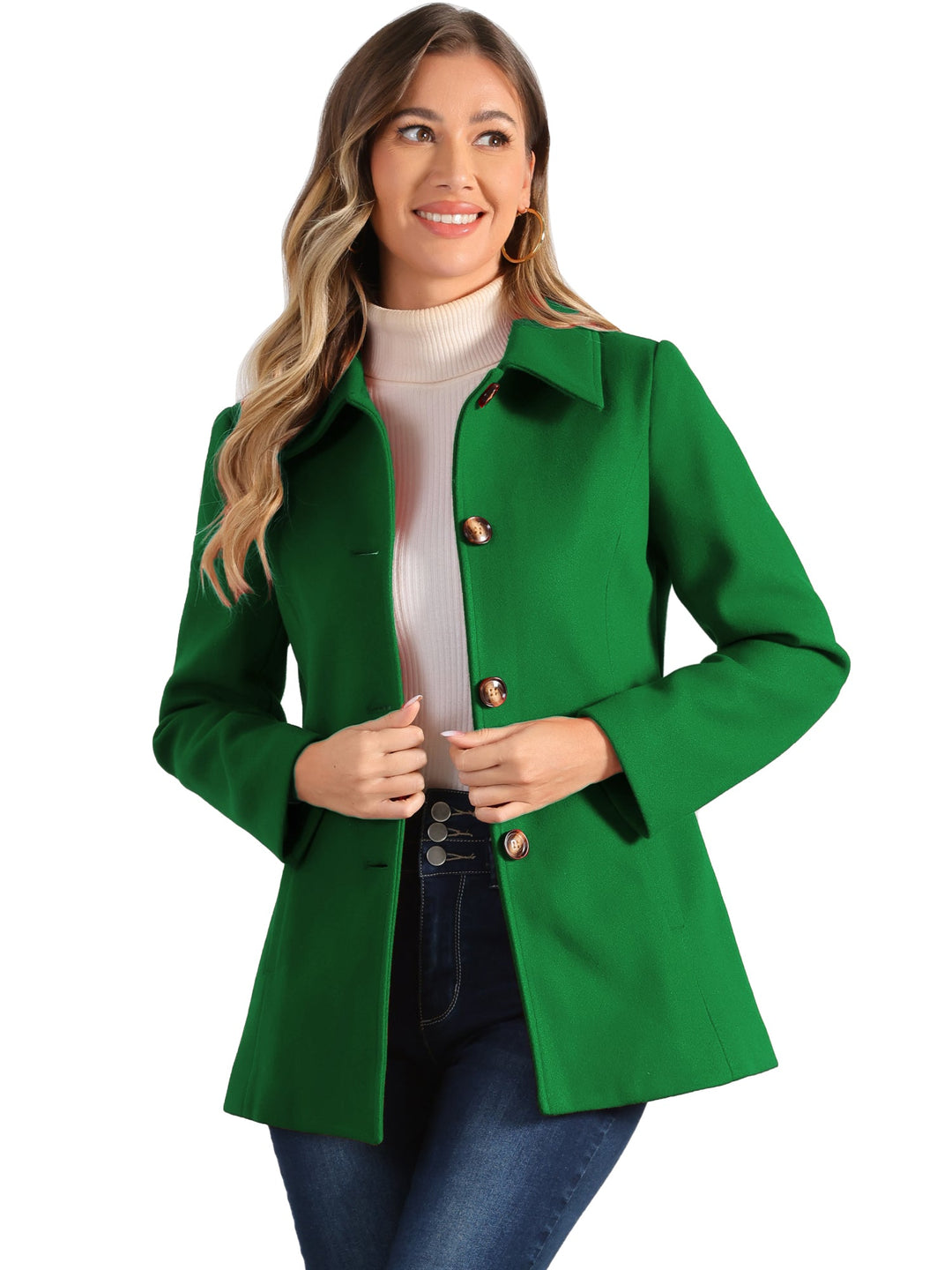 Manteau d’hiver pour femme à boutonnage simple et col | boutonné
