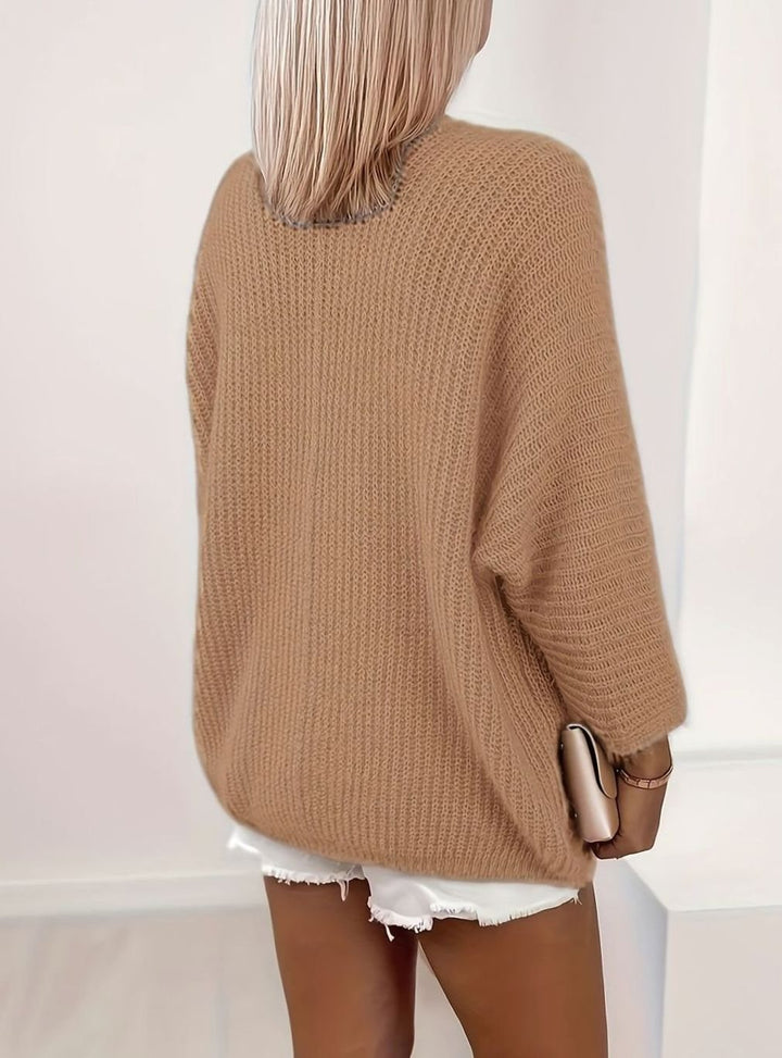Gilet tricoté à manches longues pour femme | oversize