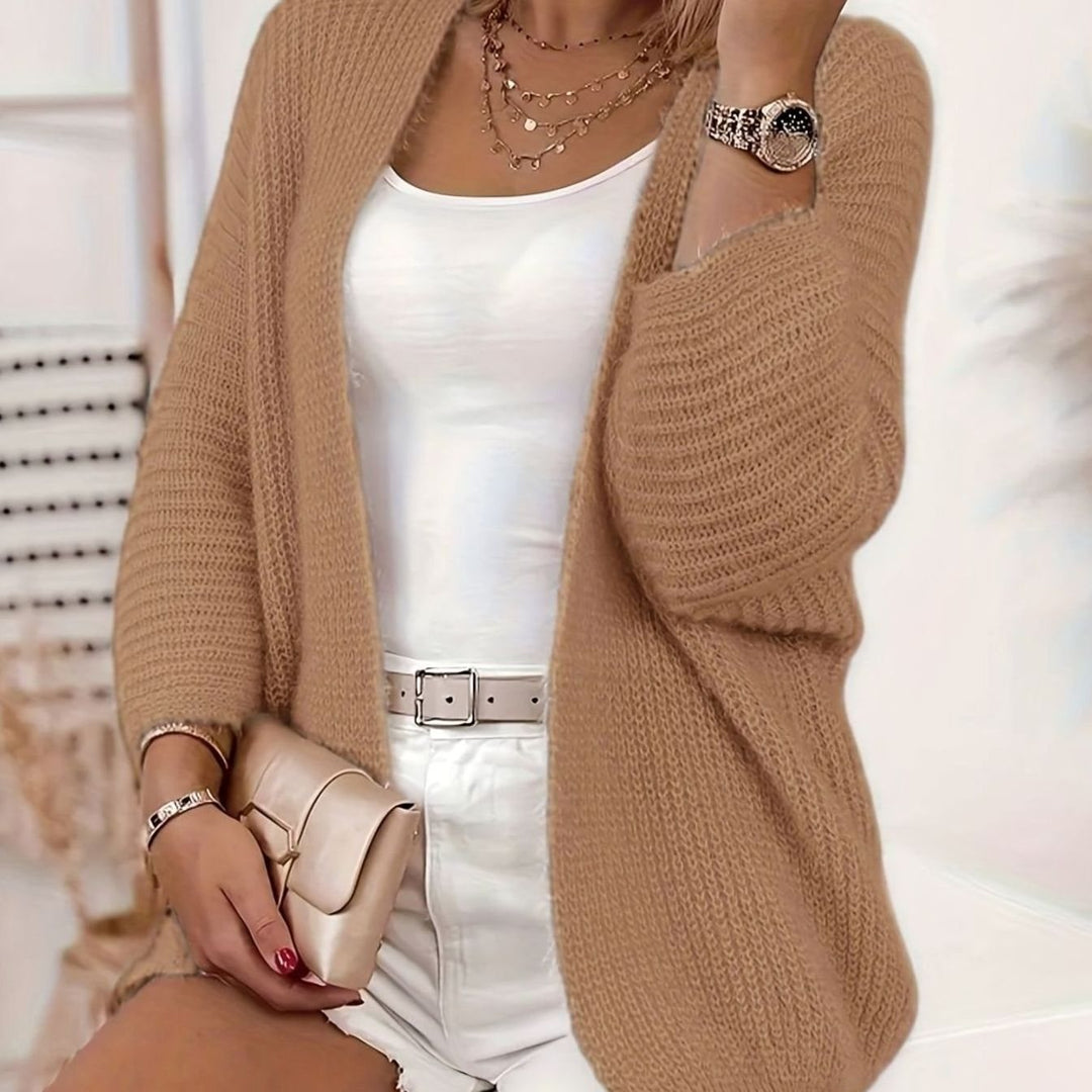 Gilet tricoté à manches longues pour femme | oversize