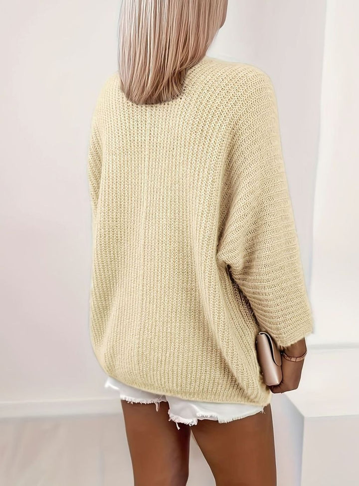 Gilet tricoté à manches longues pour femme | oversize