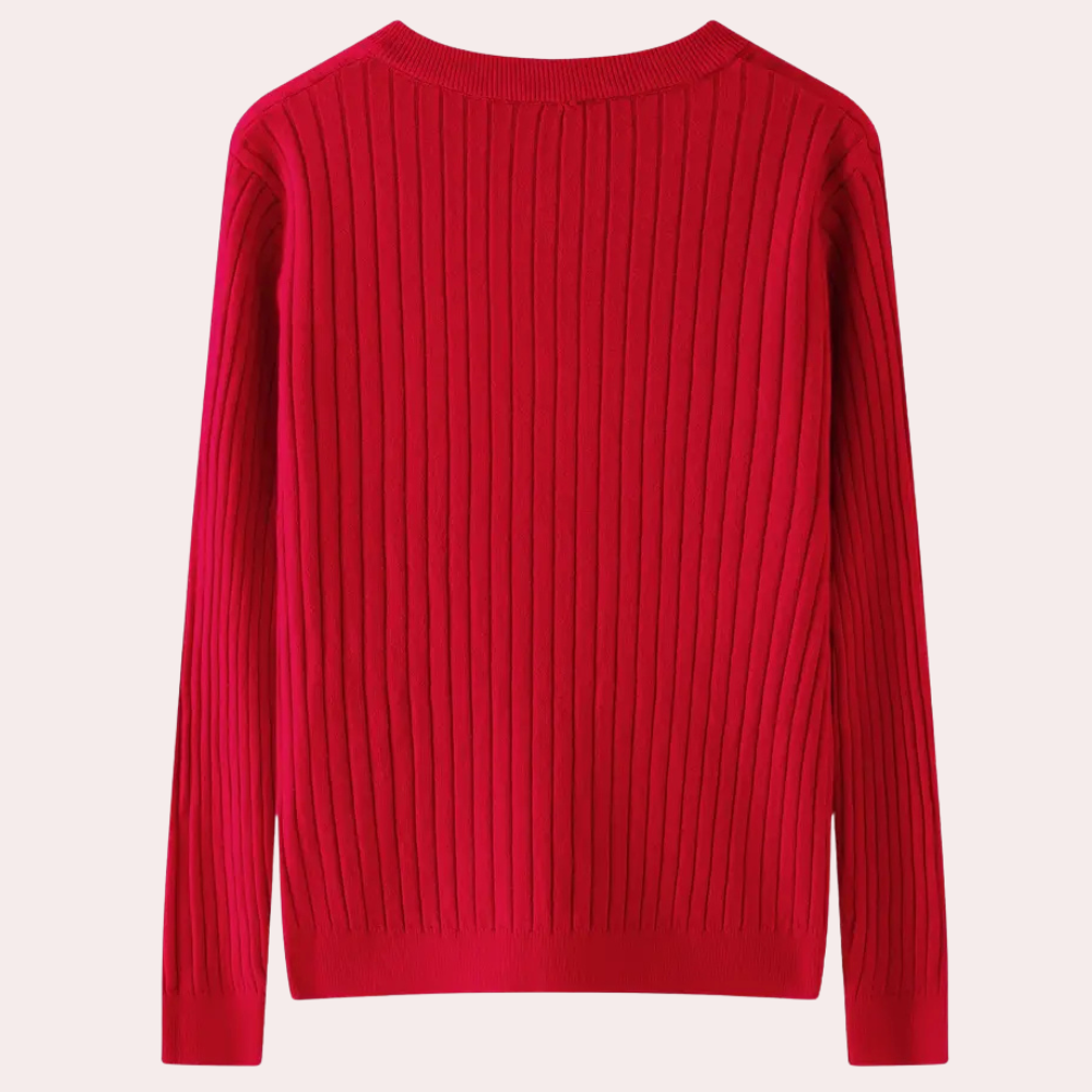 Women’s Knit Ribbed Sweater | Button Placket