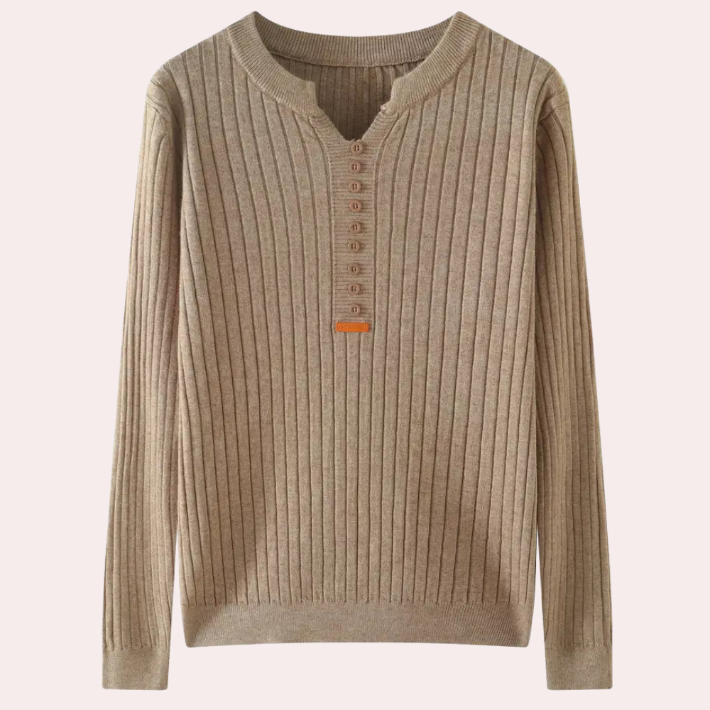 Women’s Knit Ribbed Sweater | Button Placket